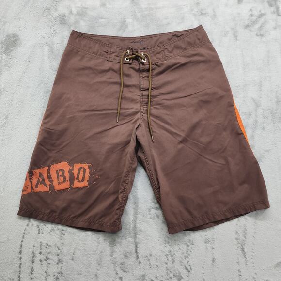 CABO STYLE Board Shorts Mens 32 Brown Tie Front Pockets Beach Swim Summer Sports - Picture 1 of 10